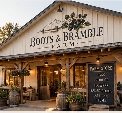 Concept of a rustic farm store building